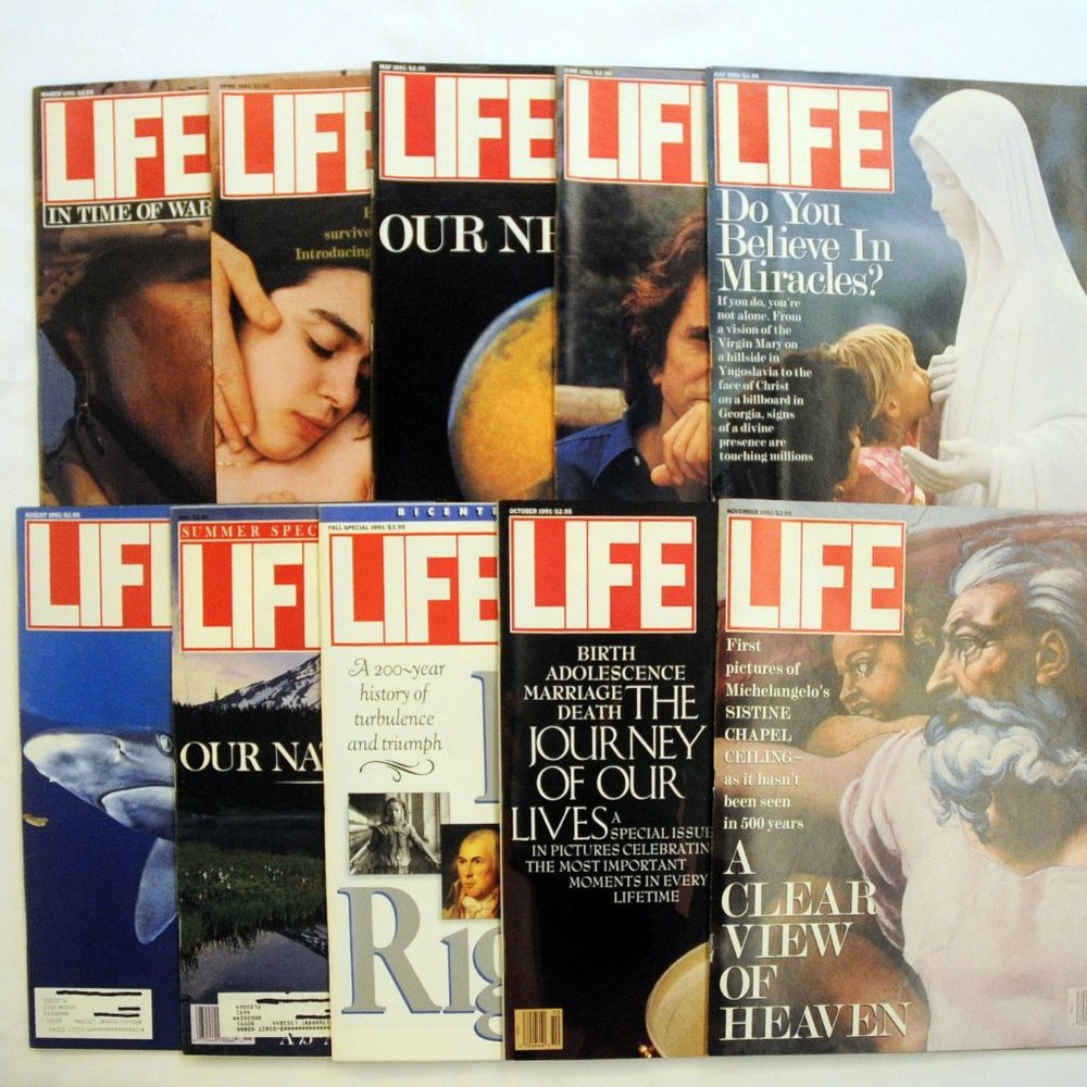 VTG 1991 LIFE Magazines Your CHOICE Miracles Bill of Rights Family Heaven Mars